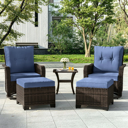 Swivel Rocking Patio Chair Set — 3 Piece with Cushions & Side Table