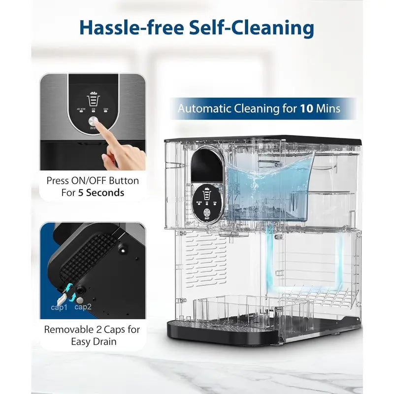 15-Min Nugget Ice Maker | Self-Dispensing, 44lbs/Day, Auto Clean