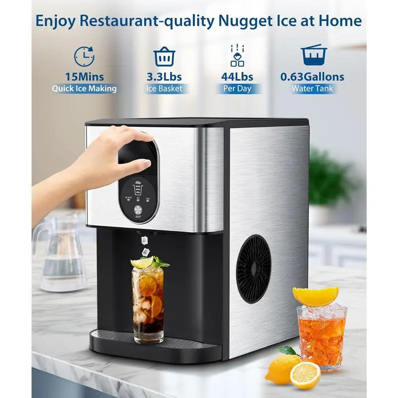 15-Min Nugget Ice Maker | Self-Dispensing, 44lbs/Day, Auto Clean