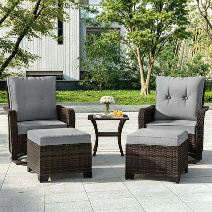 Swivel Rocking Patio Chair Set — 3 Piece with Cushions & Side Table